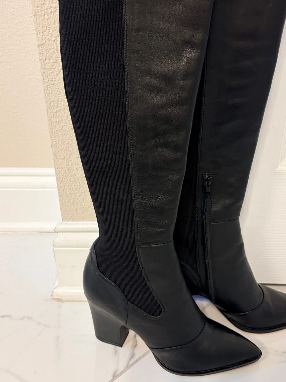 Sam Edelman Natasha Over The Knee Leather Boots Black 8